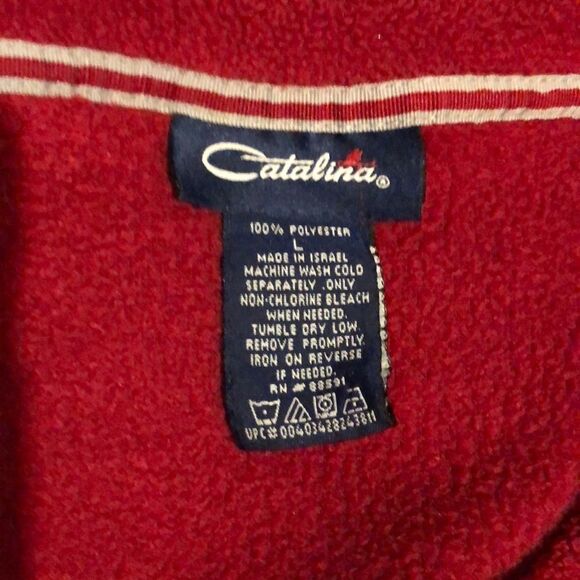 Catalina Red Fleece Vneck Oversized Sweatshirt Soft & Warm Size Large - Picture 8 of 9